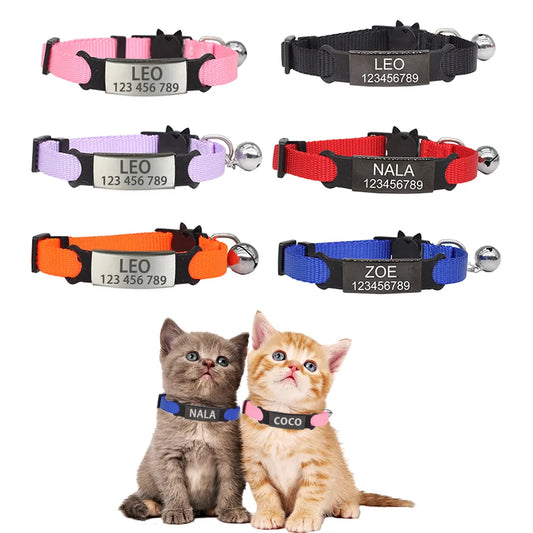 Customized ID Collar with Bell for Cats