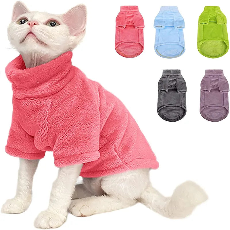 Winter Chic Turtleneck Cat Sweater