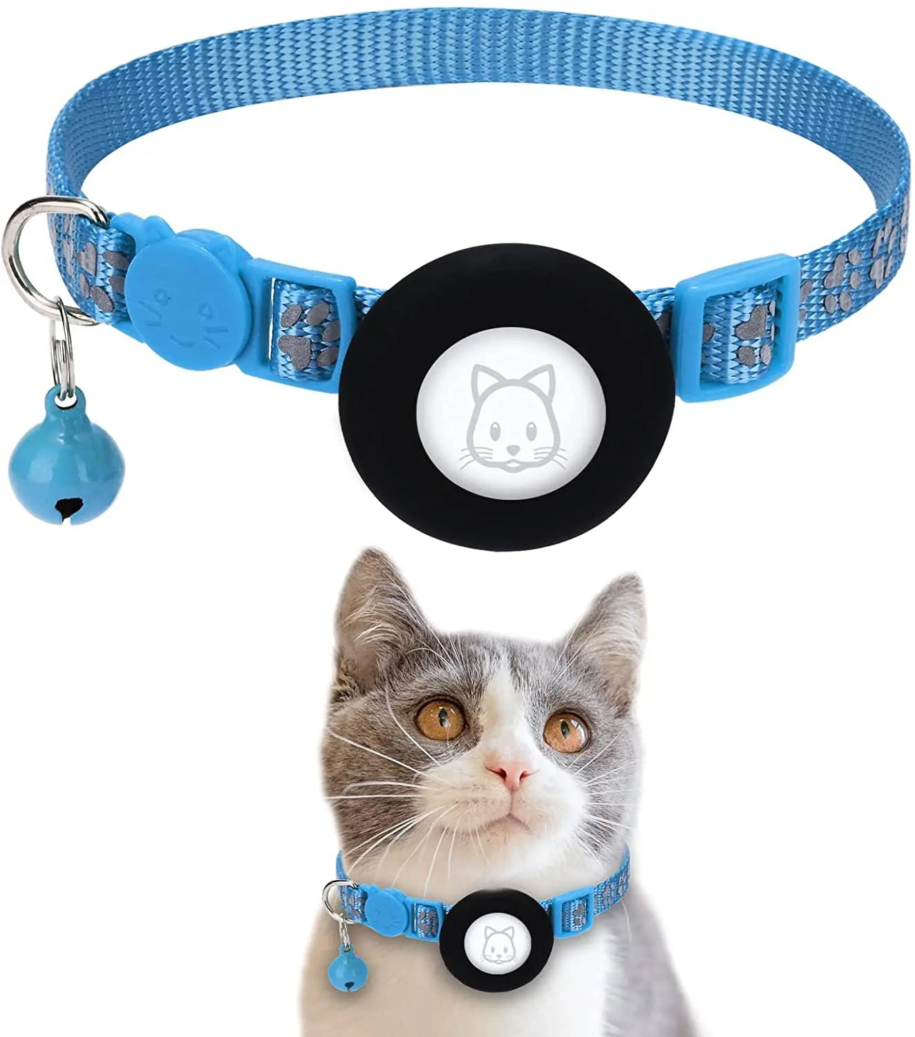 Reflective Nylon Cat Collar with Bell for Apple AirTag