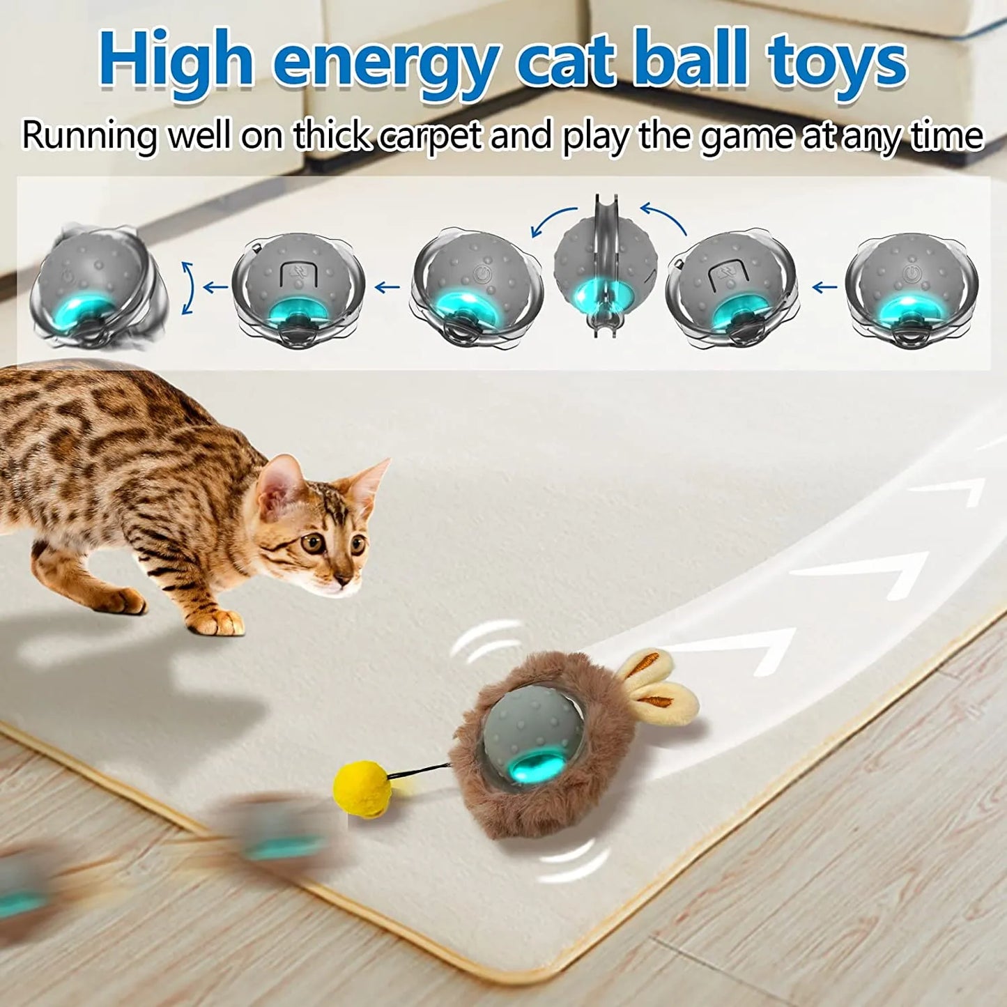 Rabbit Ear Smart Cat Toy Ball