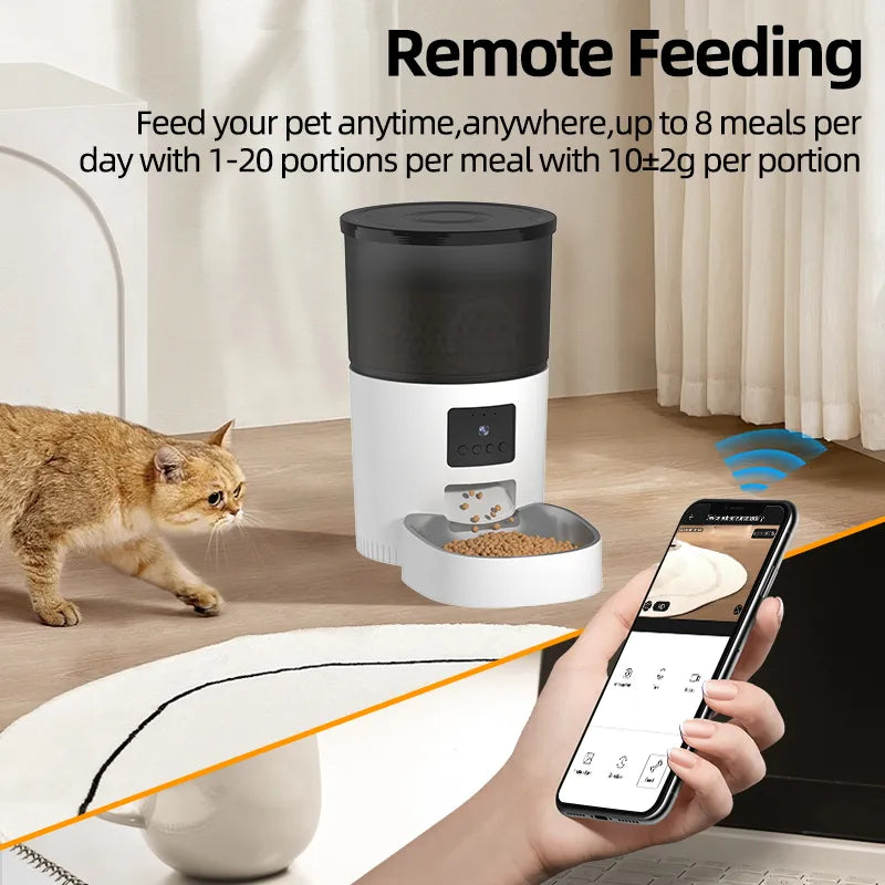 Smart Pet Feeder with Camera and Voice Recorder - Happy2Cats