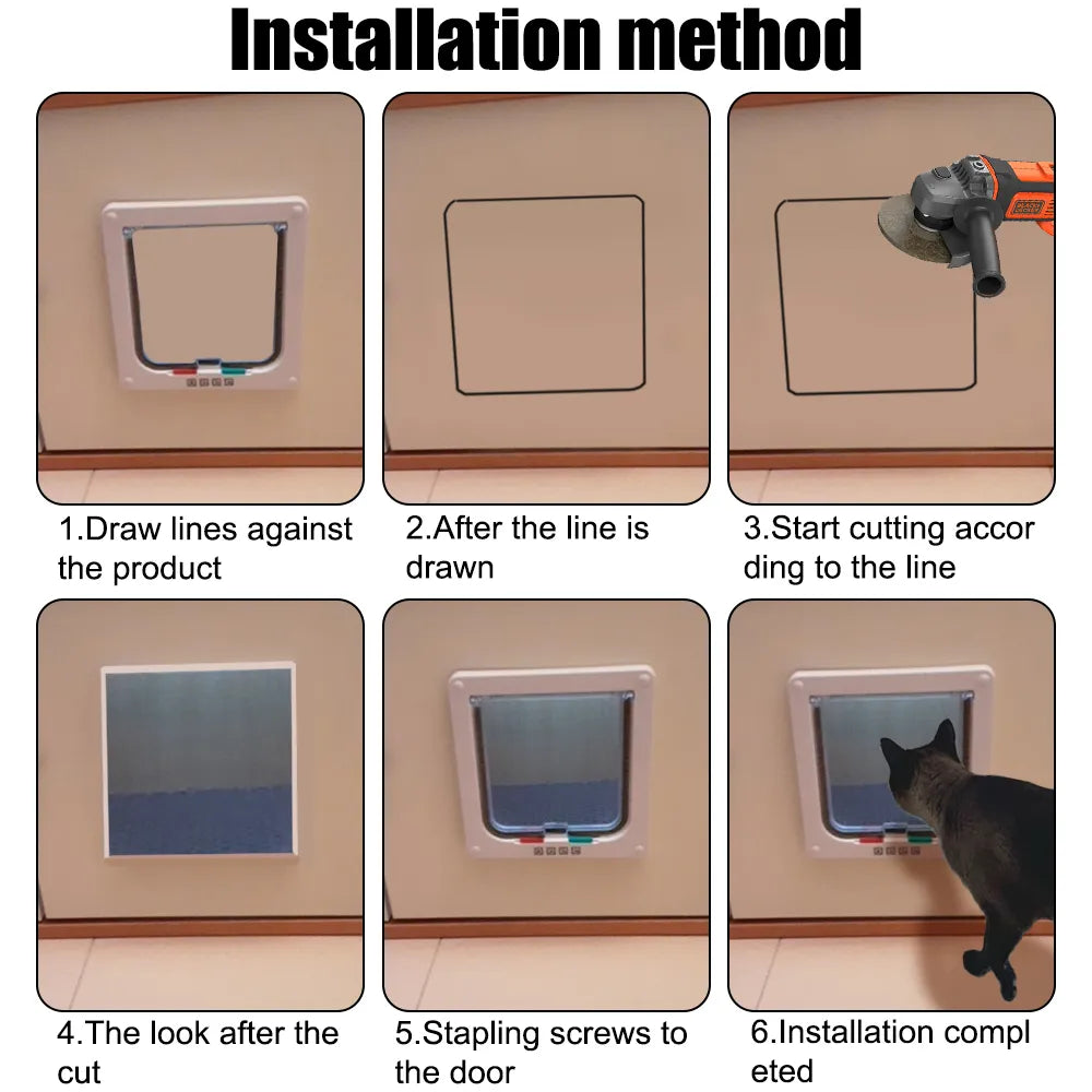 4-Way Lock Dog Cat Flap Door - Happy2Cats