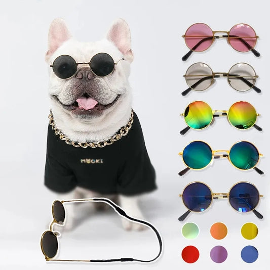 Vintage Round Cat Sunglasses for Stylish Pet Photoshoots