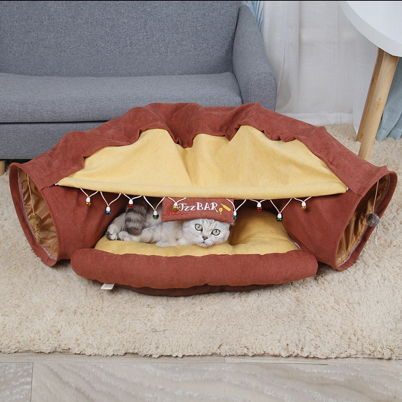 Pet Crawl Foldable Bed Tunnel Toy House - Happy2Cats