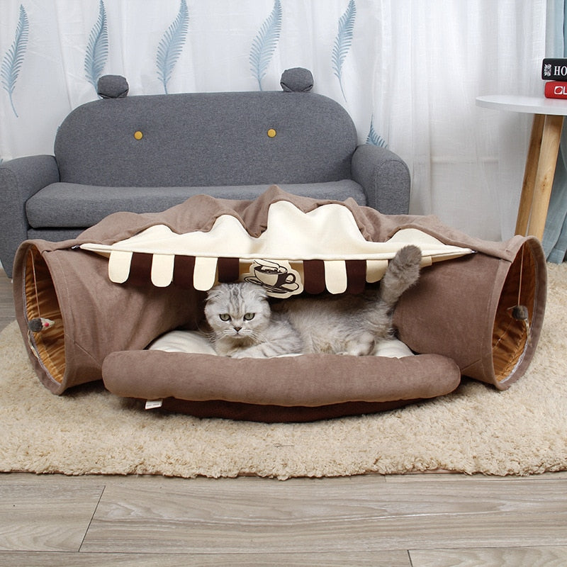 Pet Crawl Foldable Bed Tunnel Toy House - Happy2Cats