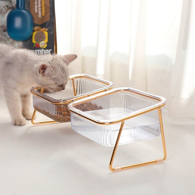 Transparent Non-slip Double Pet Bowl - Happy2Cats