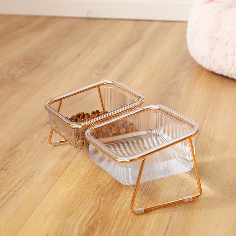 Transparent Non-slip Double Pet Bowl - Happy2Cats