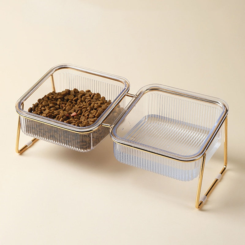 Transparent Non-slip Double Pet Bowl - Happy2Cats