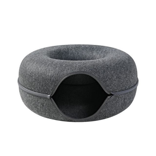 Donut Natural Felt Pet Cave Bed - Happy2Cats