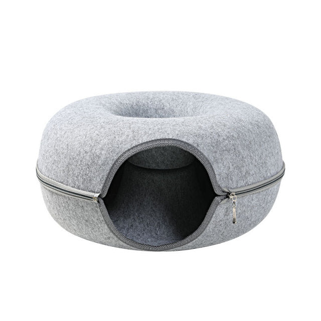 Donut Natural Felt Pet Cave Bed - Happy2Cats