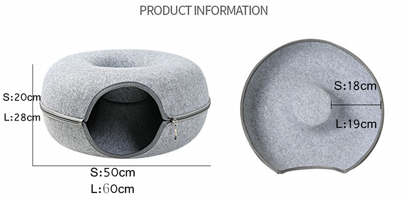 Donut Natural Felt Pet Cave Bed - Happy2Cats