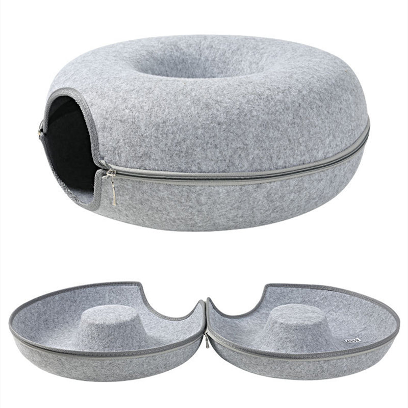 Donut Natural Felt Pet Cave Bed - Happy2Cats