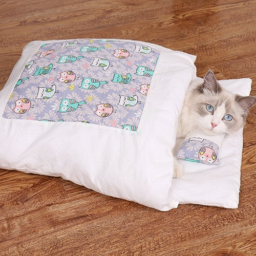 Japanese Style Adorable Cat Sleeping Bed - Happy2Cats